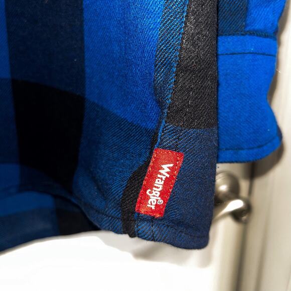 Wrangler Mens Check Gingham Button Front Shirt - Blue Black, Size L - Picture 7 of 8